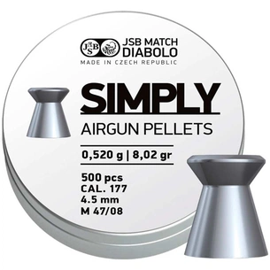 Пульки JSB Diabolo Simply 4,5 мм, 0.52 г, 500 шт/уп (001245-500) зображення 1