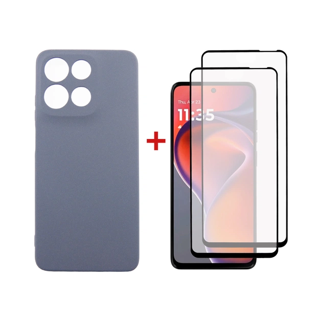 Чохол до мобільного телефона Dengos Motorola G15/G15 Power Carbon + glass 2pcs (Grey) (DG-CTG2P-17) - зображення 1