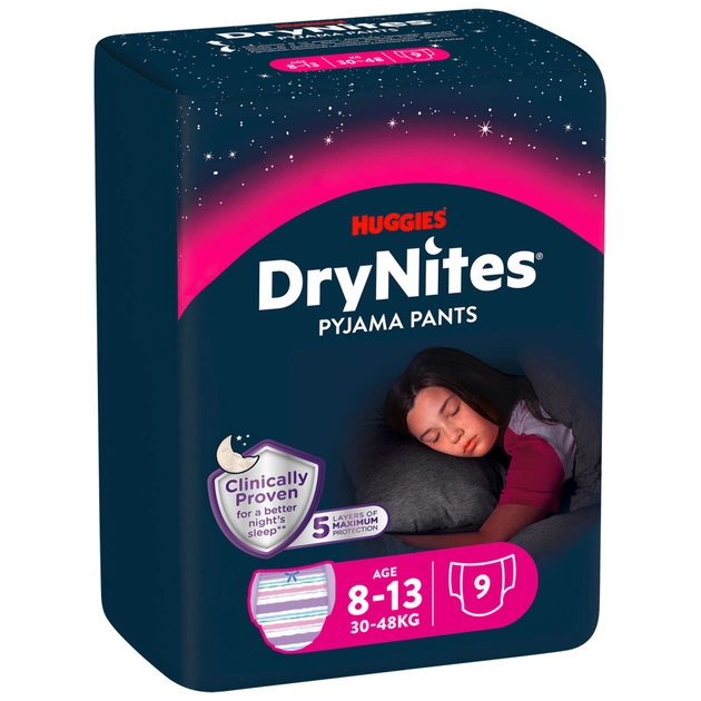 Підгузки Huggies DryNites для дівчаток 8-13 років 9 шт (5029053527604) - зображення 1