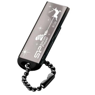 USB флеш накопичувач Silicon Power 8Gb Touch 830 black santa edition (SP008GBUF2830V1K-LE) зображення 1
