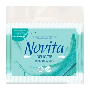 Ватні палички Novita Delicate в поліетиленовому пакеті 200 шт. (4823071615913) зображення 1