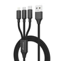 Дата кабель USB 2.0 AM to Lightning + Micro 5P + USB-C 1.0m 2.4-3A black Grand-X (PX-31B) - зменшене зображення 2