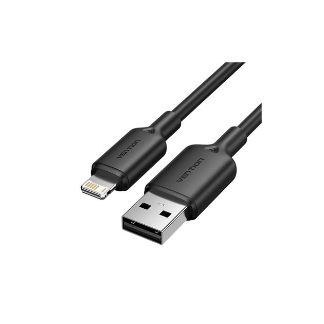 Дата кабель USB 2.0 AM to Lightning 1.0m 2.4A black Vention (LAMBF) - изображение 1