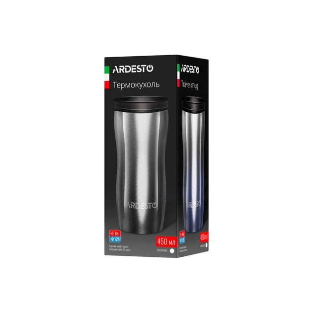 Термокружка Ardesto Metallic 450 мл Чорна (AR2645BM) - зображення 7
