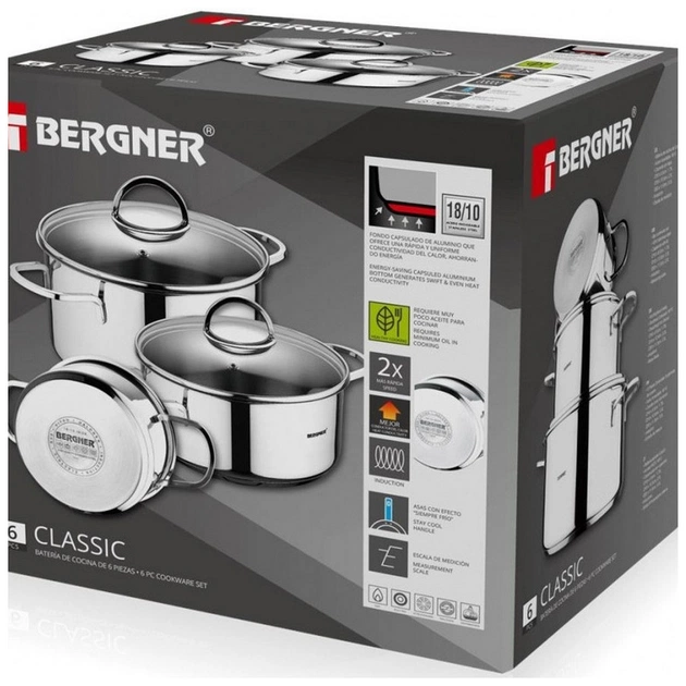 Набір посуду Bergner Classic 1.7 л, 2.3 л, 3.3 л 6 предметів (BG-6284) - picture 7