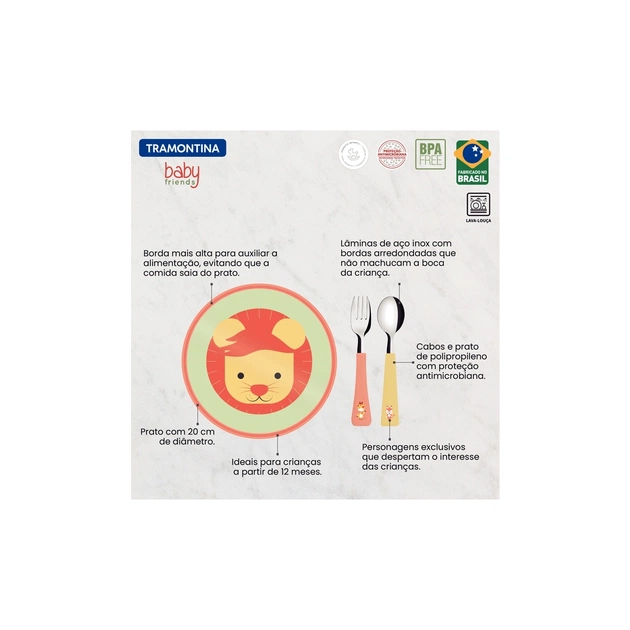 Набор детской посуды Tramontina Baby Friends 23797/907 3 предмета (6710901) - изображение 3