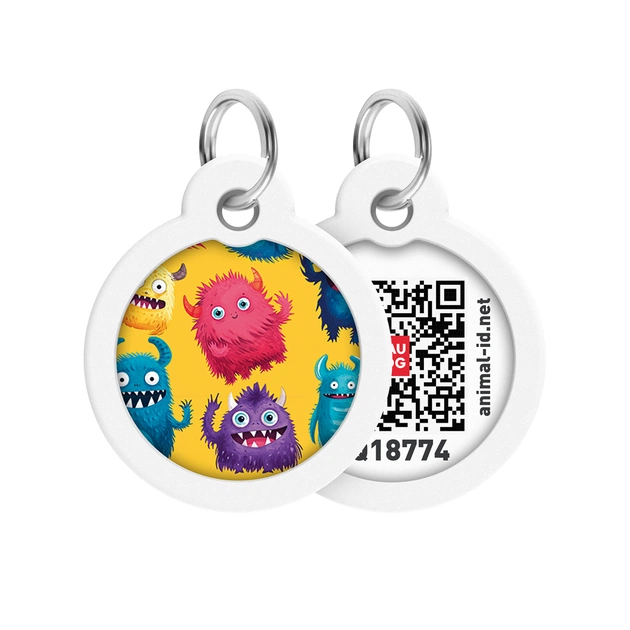 Адресник для тварин WAUDOG Smart ID з QR паспортом "Мохнаті монстри", коло 30 мм (230-4050) - picture 1