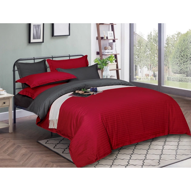 Постільна білизна MirSon Satin Stripe 30-0018 + 30-0012 Jeren 160х220 Сімейний (2200005264126) - зображення 1