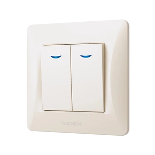Вимикач Videx BINERA 2кл з підсвічуванням кремовий (VF-BNSW2L-CR) зображення 1