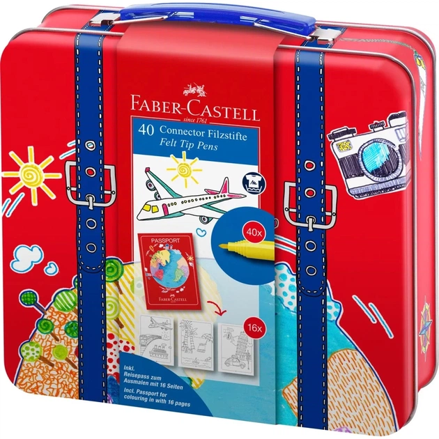 Фломастеры Faber-Castell в металлическом чемоданчике Connector Скрепляй вместе 40 цветов (31347) - изображение 1