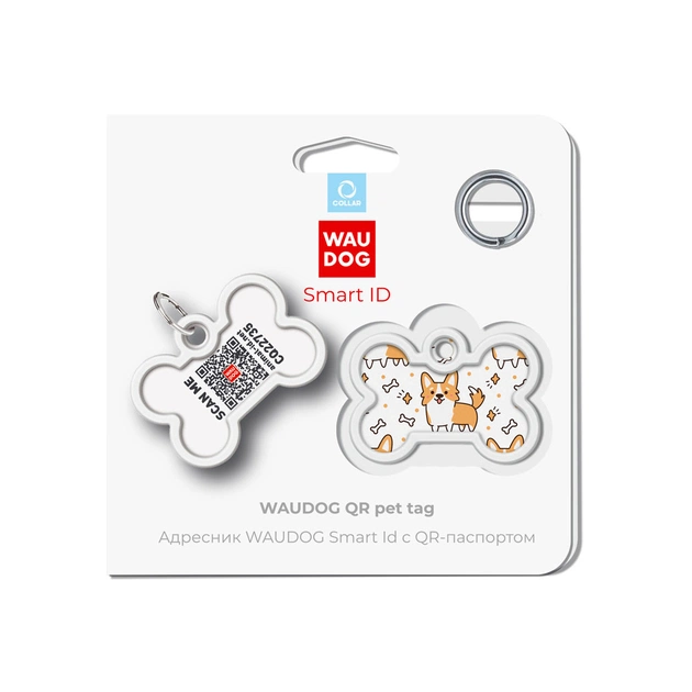 Адресник для тварин WAUDOG Smart ID з QR паспортом "Корги", кістка 40х28 мм (0640-0212) - picture 5