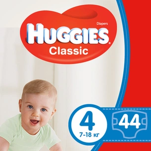 Підгузки Huggies Classic 4 (7-18 кг) Jumbo 44 шт (5029053573915) зображення 1