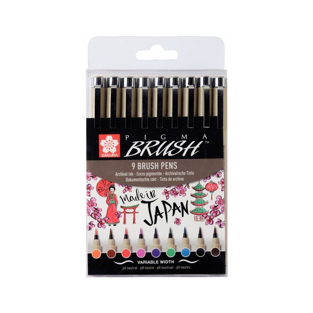 Лайнер Sakura Набір лінерів-пензлів Pigma Brush, 9 кольорів (8710141131137) - picture 1