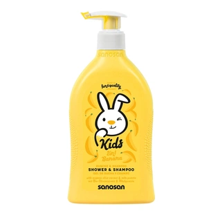 Дитячий шампунь Sanosan Kids гель 2 в 1 з ароматом банана 400 мл (4003583207299) изображение 1