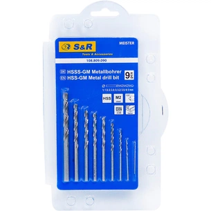 Набір свердл S&R по металу MEISTER 9шт. 1.0-5.0 мм (108809090) зображення 1