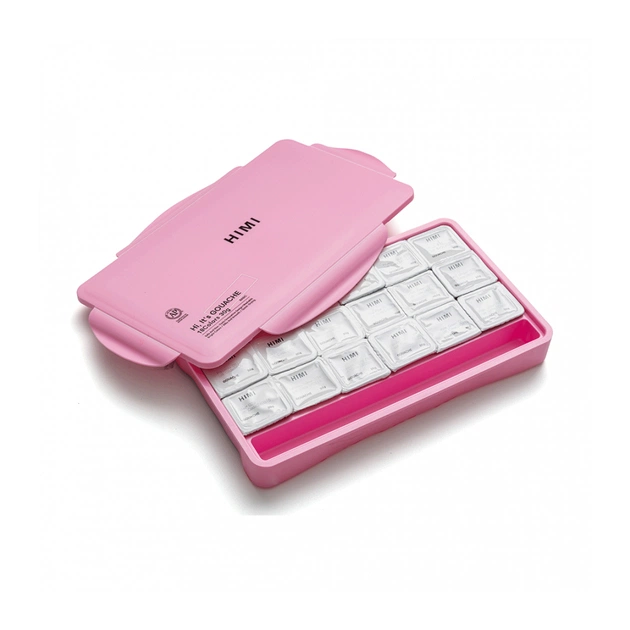 Гуашеві фарби HIMI Jelly Cup 18 кольори по 30 мл,, рожевий пластик.пенал (6974712453697) - picture 4