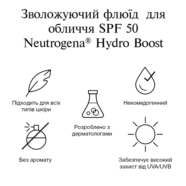 Флюїд для обличчя Neutrogena Hydro Boost SPF 50 Зволожувальний 50 мл (3574661774664) - picture 5