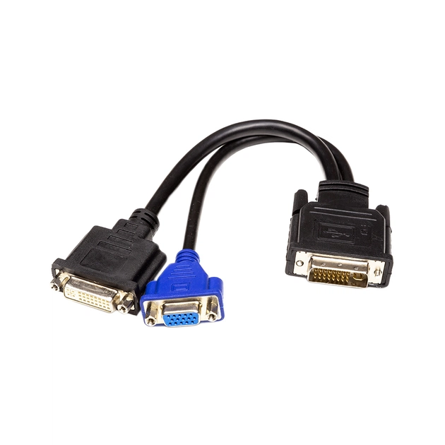 Переходник DVI-I (M) to DVI-D (F) + VGA (F), 0.3m PowerPlant (CA912551) - изображение 1