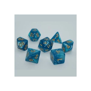 Набір кубиків для настільних ігор Games 7 Days Pearl 7 Dice Set - Light blue (w-gold) (g7dpearl15) зображення 1