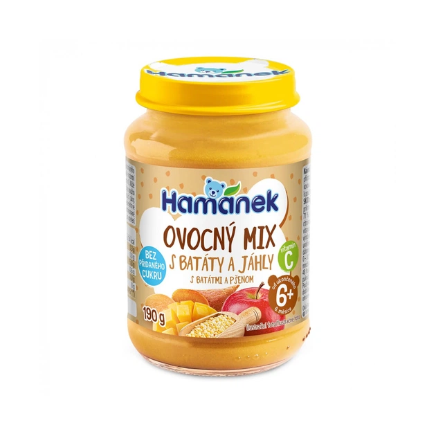 Дитяче пюре Hamanek Фруктовий мікс з бататом і пшоном 190 г (8595139799632) - изображение 1