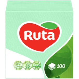 Серветки столові Ruta 24х24 см 1 шар Зелені 100 шт. (4820023740518) зображення 1