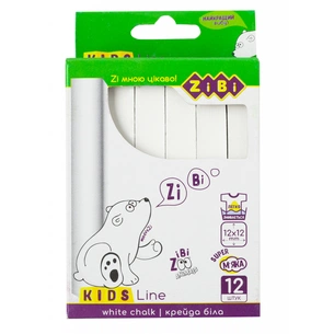 Крейда ZiBi біла квадратний, 12 шт. KIDS Line (ZB.6703-12) зображення 1