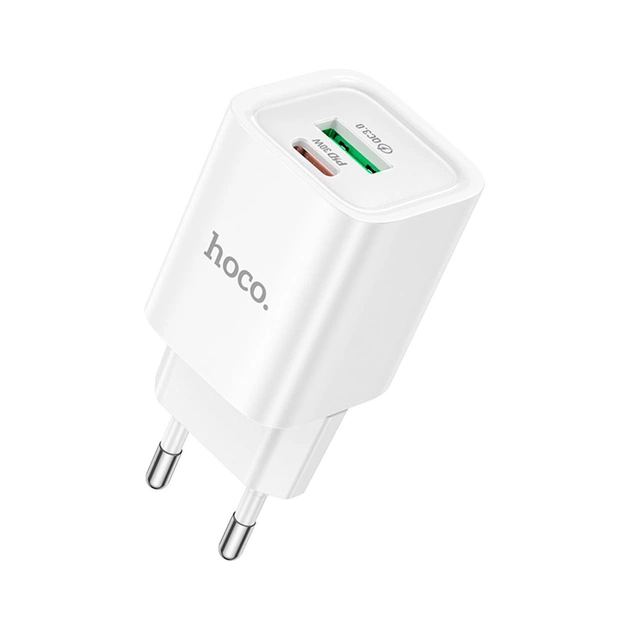 Зарядное устройство HOCO C149A Charm 1xUSB-C PD30W + 1xUSB QC3.0 White (6942007630337) - изображение 1