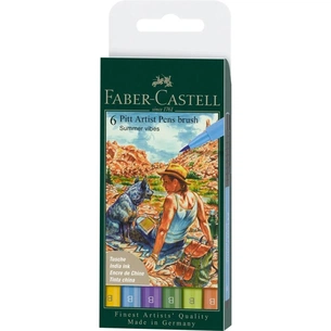 Лайнер Faber-Castell набір капілярних ручок пензликів PITT Artist Pens Brush Summer vibe, 6 кольорів (32108) зображення 1