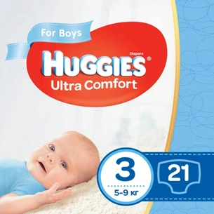 Підгузки Huggies Ultra Comfort 3 для хлопчиків (5-9 кг) 21 шт (5029053543536) зображення 1