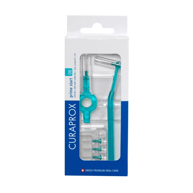 Щетки для межзубных промежутков Curaprox Prime Start CPS 06 D 0.6 – 2.2 мм 5 шт. + 2 держателя (7612412427639) - изображение 1