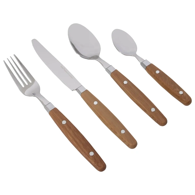 Набір туристичного посуду Gimex Cutlery Nature 16 Pieces 4 Person Wood (6960904) - зображення 1