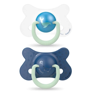 Пустушка Suavinex Синій кит 18 міс. 2 шт нічна (307011) зображення 1