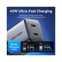 Зарядний пристрій Vention 2xUSB-C PD45W GaN transparent gray (FCFH0-EU) - зменшене зображення 5