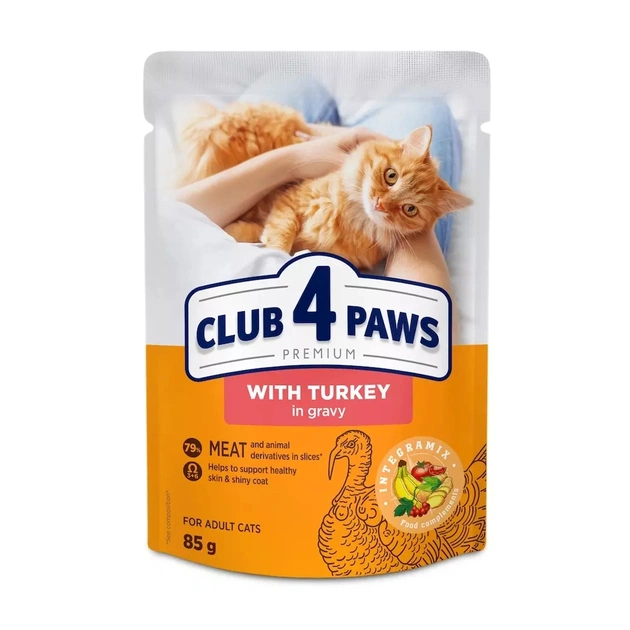 Влажный корм для кошек Club 4 Paws с индейкой в соусе 85 г (4820269143630) - изображение 1