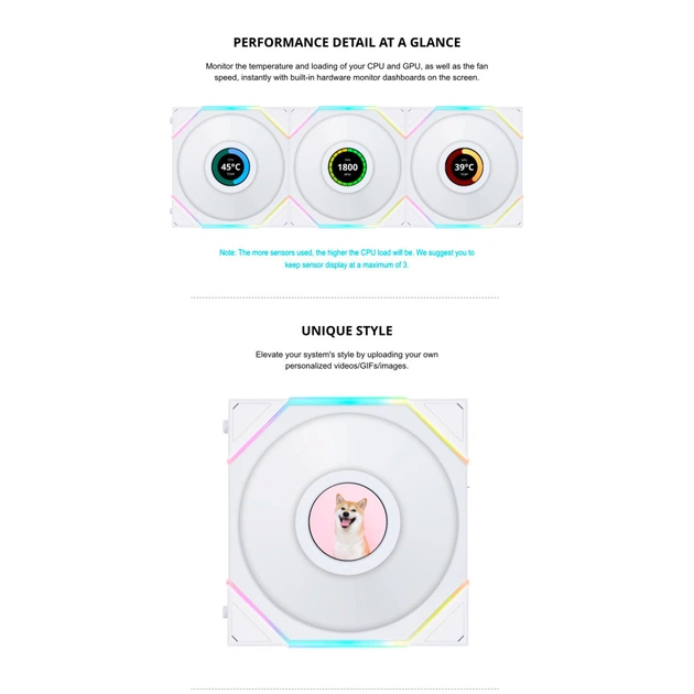 Кулер до корпусу Lian Li TLLCD 120-3, White Cooler (G99.12TLLCD3W.00) - picture 11