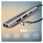 Концентратор AXAGON USB-C to 1xUSB-A 5Gbps + 2xUSB-A 480Mbps + 1xUSB-C 480Mbps 0.12m aluminum (HUE-STC) - зменшене зображення 2