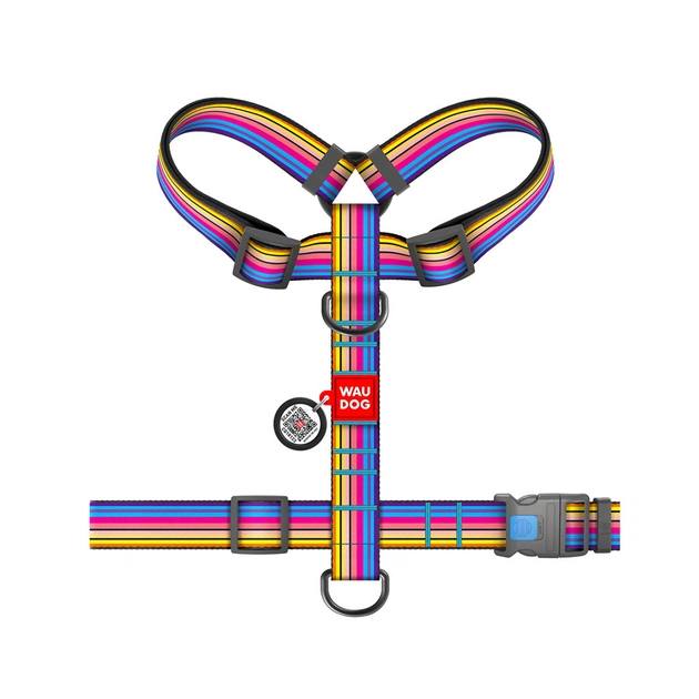 Шлея для собак WAUDOG Nylon анатомічна H-подібна з QR-паспортом "Лінія 1" пластиковий фастекс XL (323-0006) - picture 2