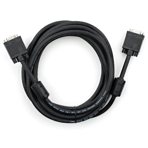 Кабель мультимедійний VGA M to VGA M 5.0m Vinga (VCPDCVGAMM5MBK) - зображення 1