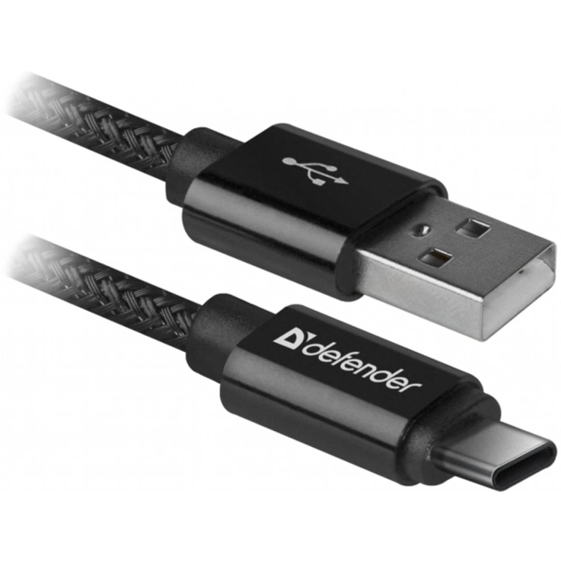 Дата кабель USB 2.0 AM to USB-C 1.0m PRO Black Defender (87814) - изображение 1