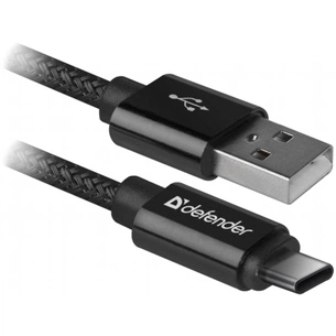 Дата кабель USB 2.0 AM to USB-C 1.0m PRO Black Defender (87814) зображення 1
