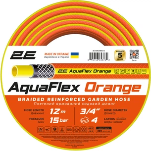Шланг для поливу 2E AquaFlex Orange 3/4", 12м 4 шари, 20бар, -10+60°C (2E-GHE34OE12) зображення 1