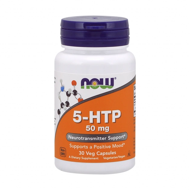 Амінокислота Now Foods 5-HTP (гідроксітріптофан), 50 мг, 30 вегетаріанських капсул (NOW-00097) - зображення 1
