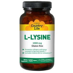 Амінокислота Country Life L-Лізин 1000мг, L-Lysine, 100 таблеток (CLF1311) зображення 1
