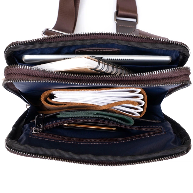 Сумка Shvigel На два відділення шкіряна Коричнева (11286) - зображення 7