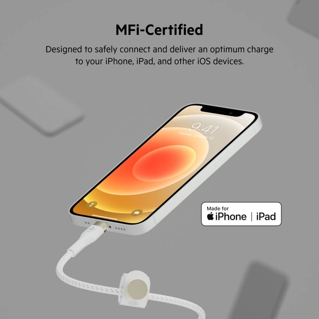 Дата кабель USB 2.0 AM to Lightning 1.0m white Belkin (CAA010BT1MWH) - picture 11