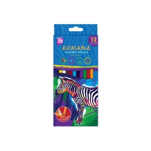 Олівці кольорові Cool For School Erasable стираються, тригранні з гумкою 12 шт (CF15181) зображення 1