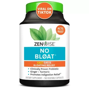Пробіотики Zenwise Усунення здуття живота та газоутворення, NO BLOAT, 160 капсул (ZNW72050) зображення 1