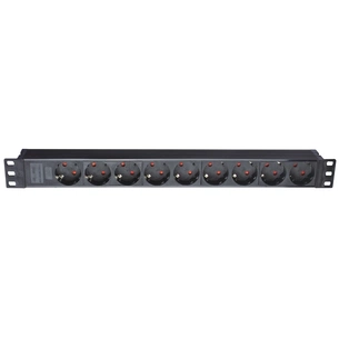 Силовий блок Eserver 19" 9 розеток, кабель 1.8м, алюм. корпус PDU 220В, 16А (WT-2261A-GER-9WAY) изображение 1