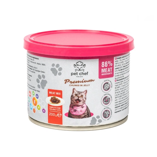 Вологий корм для кішок Pet Chef М'ясний мікс 200 г (4820255194059) - зображення 1