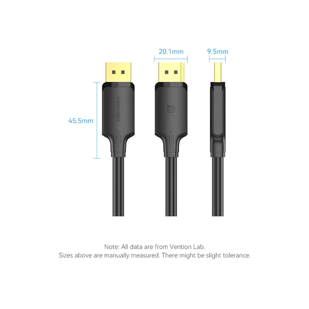 Кабель мультимедійний DisplayPort M to DisplayPort M 1.0m 4K black Vention (HAKBF) - зображення 8